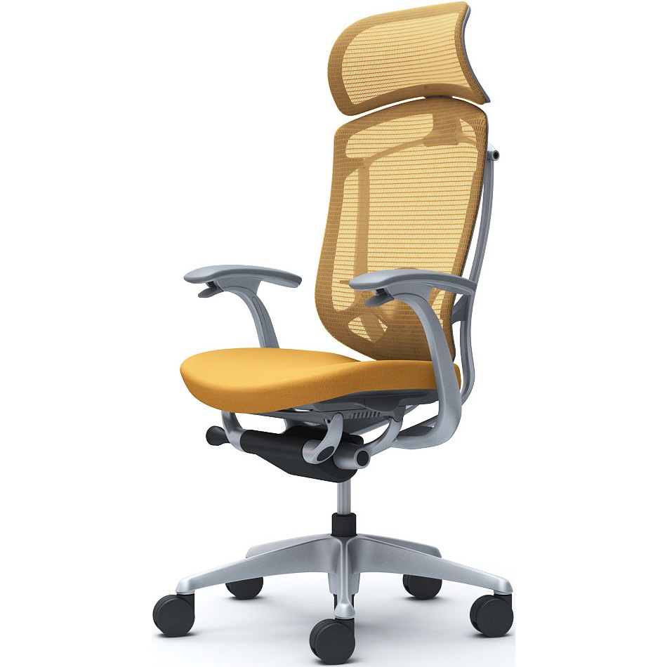 CC47YE FPD9 コンテッサセコンダ、固定肘、固定ヘッド、座クッション、ハンガー無、ランバー付、グレーB、シルバー、脚シルバー、ウレタン 1脚 オカムラ(岡村製作所) 【通販モノタロウ】