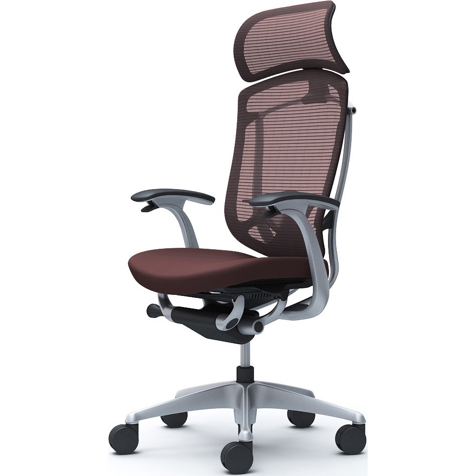 CC47YS FPC8 コンテッサセコンダ、固定肘、固定ヘッド、座クッション、ハンガー無、ランバー付、ブラックB、シルバー、脚シルバー、ウレタン 1脚 オカムラ(岡村製作所) 【通販モノタロウ】