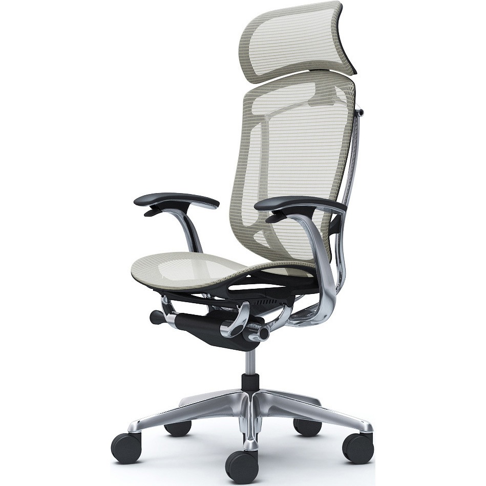 CC45BR FPG2 コンテッサセコンダ，固定肘，座メッシュ，大型ヘッド5本脚，ポリッシュ，ブラック，ランバー無ハンガー無 1脚 オカムラ(岡村製作所) 【通販モノタロウ】