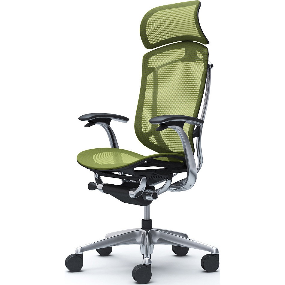 CC45BR FPG5 コンテッサセコンダ，固定肘，座メッシュ，大型ヘッド5本脚，ポリッシュ，ブラック，ランバー無ハンガー無 1脚 オカムラ(岡村製作所) 【通販モノタロウ】