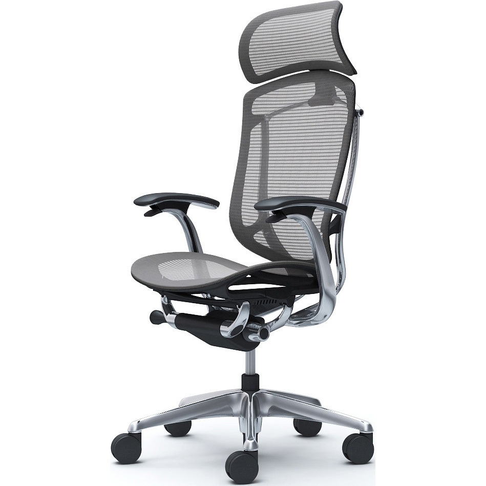 CC45BR FPH2 コンテッサセコンダ，固定肘，座メッシュ，大型ヘッド5本脚，ポリッシュ，ブラック，ランバー無ハンガー無 1脚 オカムラ(岡村製作所) 【通販モノタロウ】