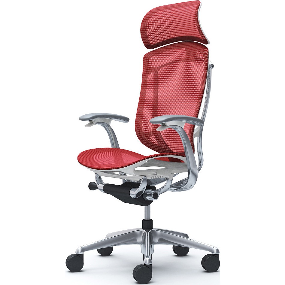 CC45BW FPG9 コンテッサセコンダ，固定肘，座メッシュ，大型ヘッド5本脚，ポリッシュ，ホワイト，ランバー無ハンガー無 1脚 オカムラ(岡村製作所) 【通販モノタロウ】