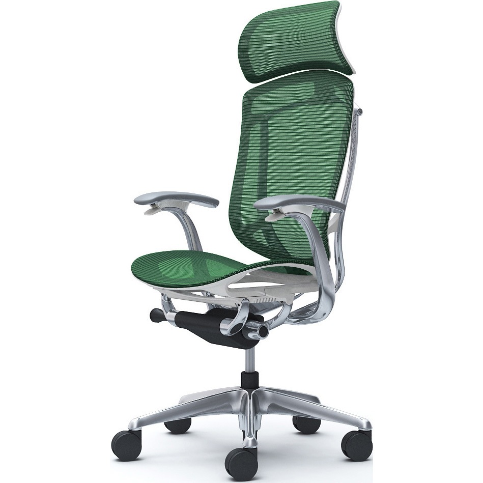 CC45BW FPH5 コンテッサセコンダ，固定肘，座メッシュ，大型ヘッド5本脚，ポリッシュ，ホワイト，ランバー無ハンガー無 1脚 オカムラ(岡村製作所) 【通販モノタロウ】