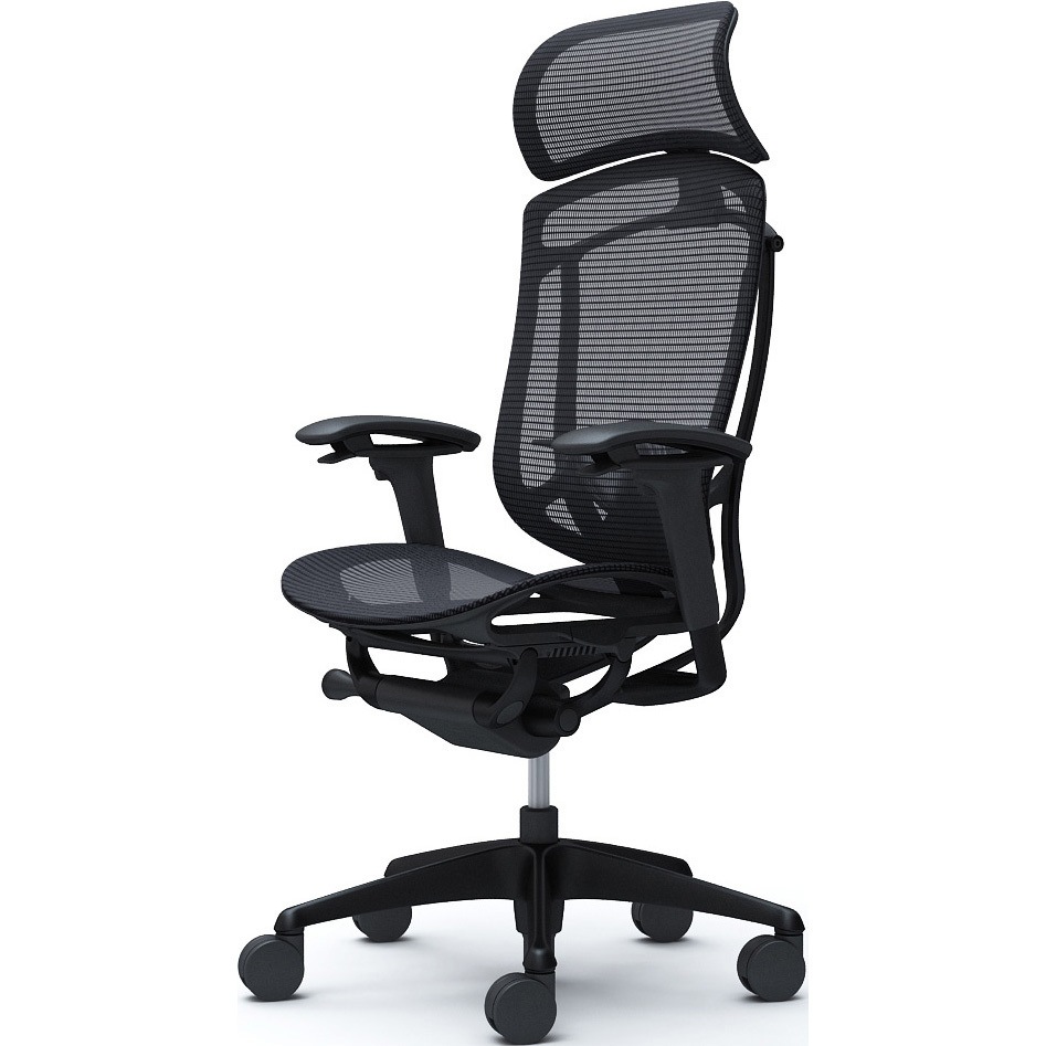 CC85ZS FPG1 コンテッサセコンダ、可動肘、固定ヘッド、座メッシュ、ハンガー無、ランバー付、ブラックB、ブラック、脚ブラック、ウレタン 1脚 オカムラ(岡村製作所) 【通販モノタロウ】