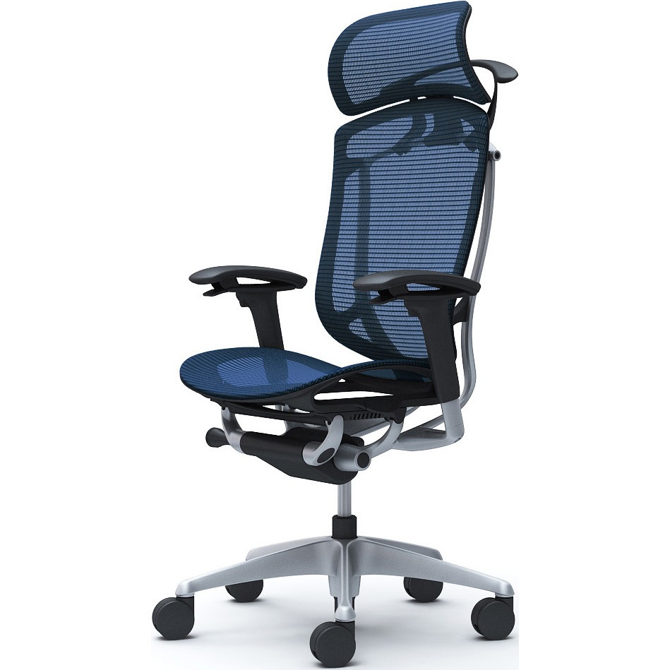 CC86YR FPG4 コンテッサセコンダ、可動肘、固定ヘッド、座メッシュ、ハンガー付、ランバー無、ブラックB、シルバー、脚シルバー、ウレタン 1脚 オカムラ(岡村製作所) 【通販モノタロウ】