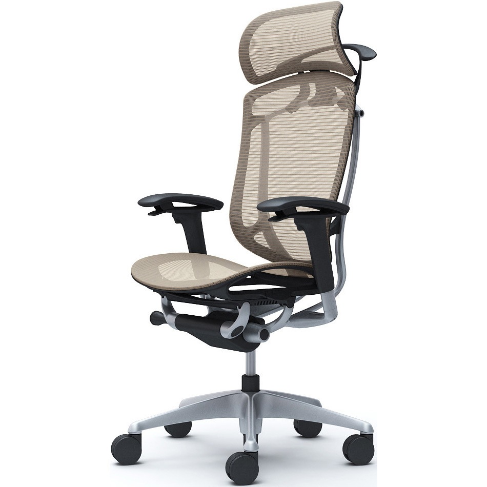 CC86YR FPG7 コンテッサセコンダ、可動肘、固定ヘッド、座メッシュ、ハンガー付、ランバー無、ブラックB、シルバー、脚シルバー、ウレタン 1脚 オカムラ(岡村製作所) 【通販モノタロウ】