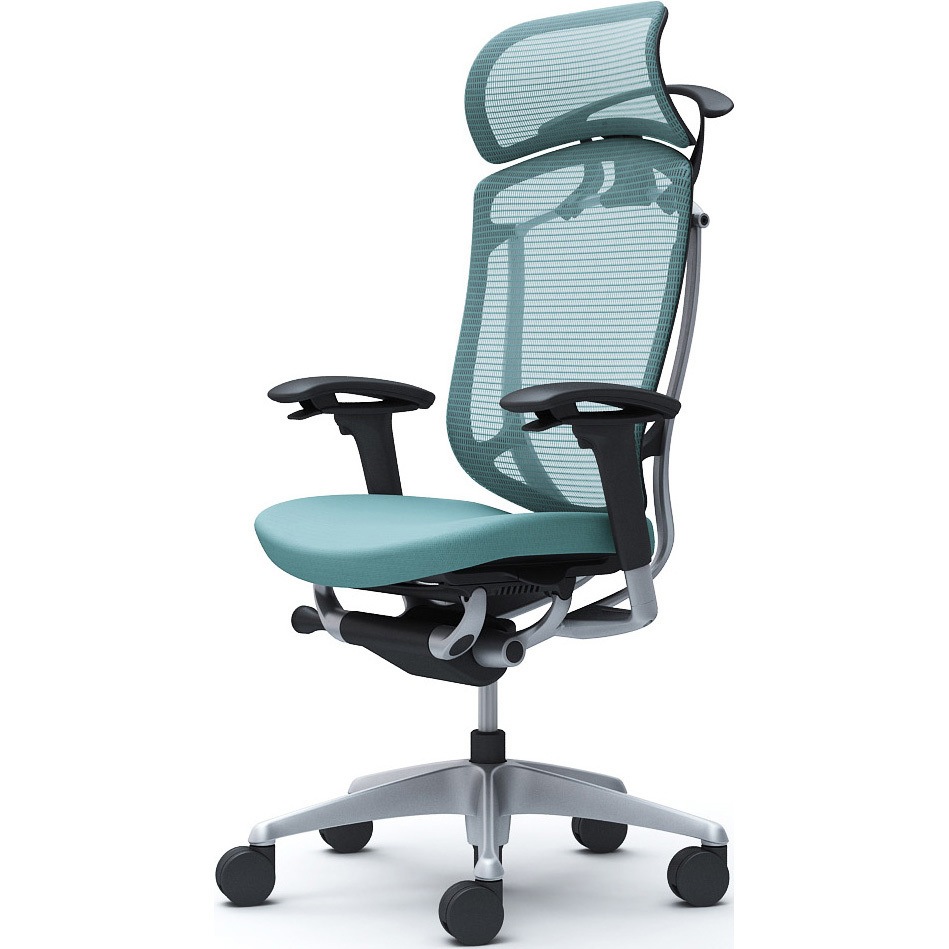 CC88YR FPC6 コンテッサセコンダ、可動肘、固定ヘッド、座クッション、ハンガー付、ランバー無、ブラックB、シルバー、脚シルバー、ウレタン 1脚 オカムラ(岡村製作所) 【通販モノタロウ】