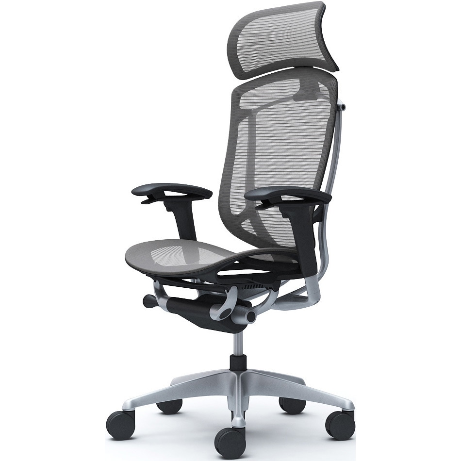 CC85YR FPH2 コンテッサセコンダ、可動肘、固定ヘッド、座メッシュ、ハンガー無、ランバー無、ブラックB、シルバー、脚シルバー、ウレタン 1脚 オカムラ(岡村製作所) 【通販モノタロウ】