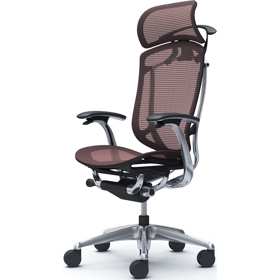 CC46BR FPG8 コンテッサセコンダ，固定肘，座メッシュ，大型ヘッド5本脚，ポリッシュ，ブラック，ランバー無ハンガー付 1脚 オカムラ(岡村製作所) 【通販モノタロウ】