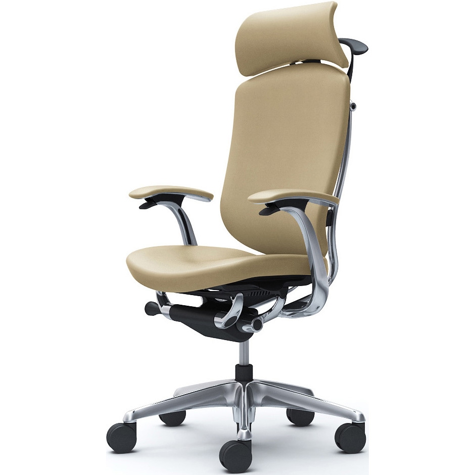 CC48XR PD35 コンテッサセコンダ、固定肘、固定ヘッド、背座革、ハンガー付、ランバー無、ブラックB、ポリッシュ、脚ポリッシュ、ウレタン 1脚 オカムラ(岡村製作所) 【通販モノタロウ】