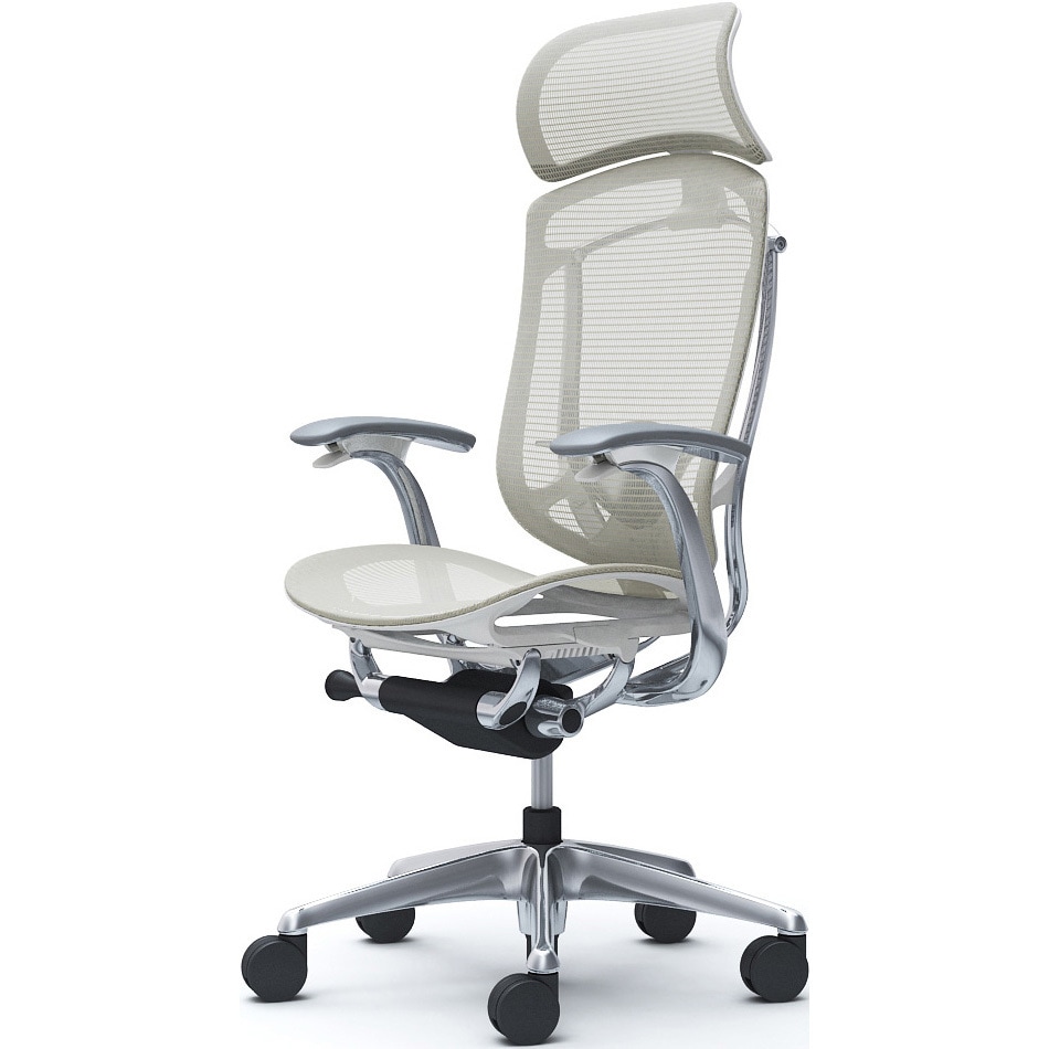 CC45BZ FPG2 コンテッサセコンダ，固定肘，座メッシュ，大型ヘッド5本脚，ポリッシュ，ホワイト，ランバー付ハンガー無 1脚 オカムラ(岡村製作所) 【通販モノタロウ】 109,890円