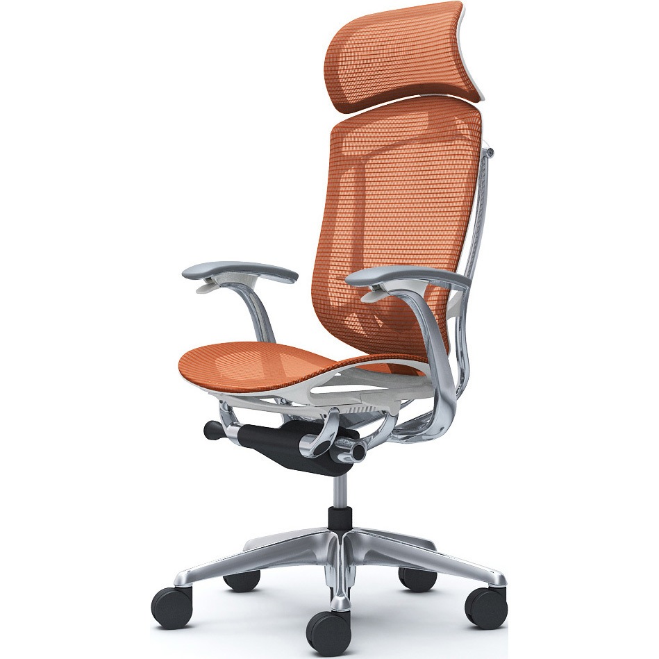 CC45BZ FPH8 コンテッサセコンダ，固定肘，座メッシュ，大型ヘッド5本脚，ポリッシュ，ホワイト，ランバー付ハンガー無 1脚 オカムラ(岡村製作所) 【通販モノタロウ】