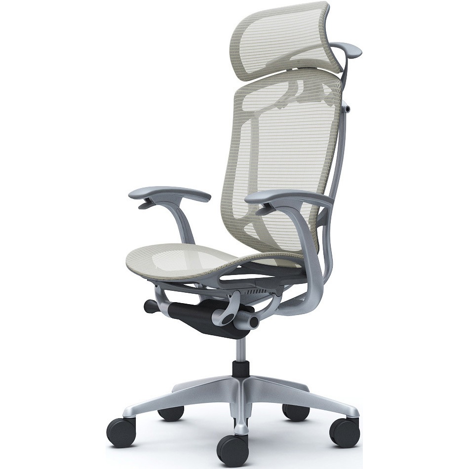 CC46YA FPG2 コンテッサセコンダ、固定肘、固定ヘッド、座メッシュ、ハンガー付、ランバー無、グレーB、シルバー、脚シルバー、ウレタン 1脚 オカムラ(岡村製作所) 【通販モノタロウ】