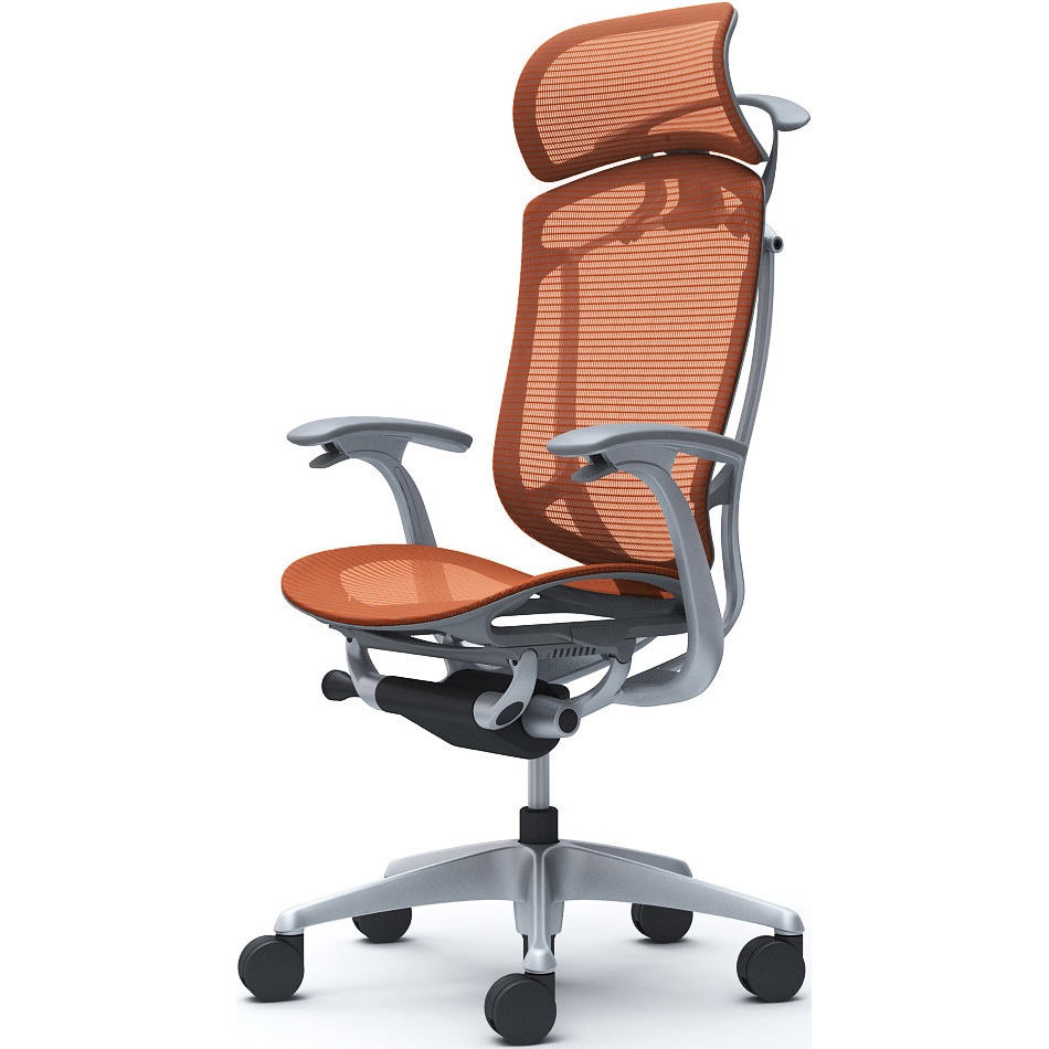 CC46YA FPH8 コンテッサセコンダ、固定肘、固定ヘッド、座メッシュ、ハンガー付、ランバー無、グレーB、シルバー、脚シルバー、ウレタン 1脚 オカムラ(岡村製作所) 【通販モノタロウ】