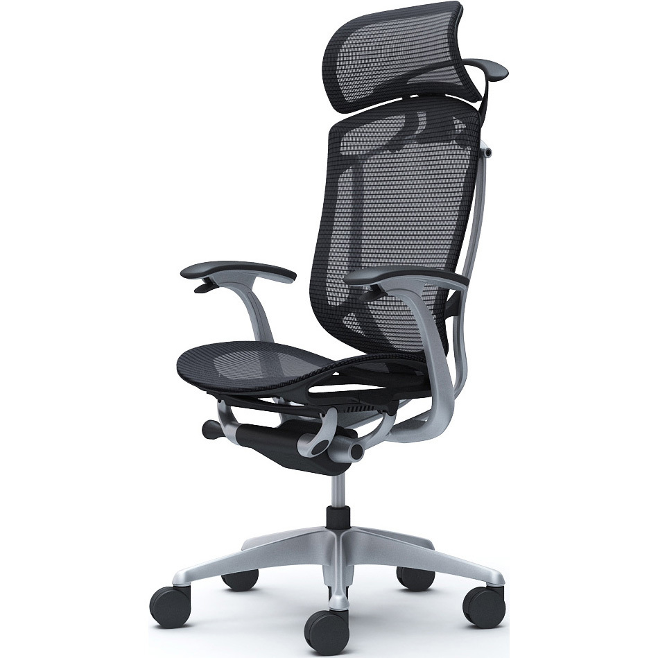 CC46YR FPG1 コンテッサセコンダ、固定肘、固定ヘッド、座メッシュ、ハンガー付、ランバー無、ブラックB、シルバー、脚シルバー、ウレタン 1脚 オカムラ(岡村製作所) 【通販モノタロウ】 109,890円