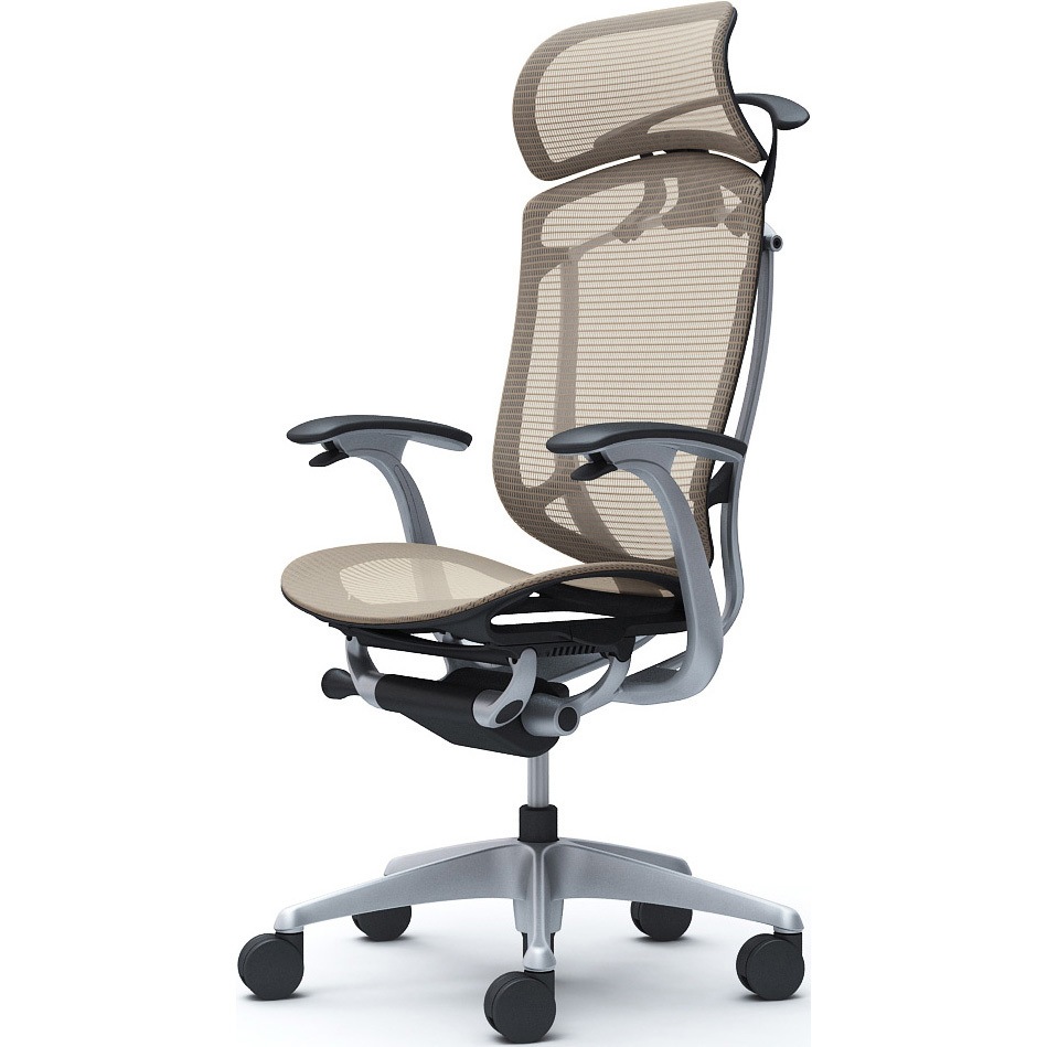 CC46YR FPG7 コンテッサセコンダ、固定肘、固定ヘッド、座メッシュ、ハンガー付、ランバー無、ブラックB、シルバー、脚シルバー、ウレタン 1脚 オカムラ(岡村製作所) 【通販モノタロウ】