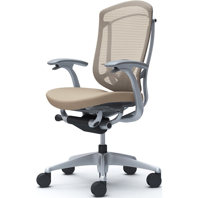 CC43YE FPC7 コンテッサセコンダ、固定肘、ハイバック、座クッション、ハンガー無、ランバー付、グレーB、シルバー、脚シルバー、ウレタン 1脚 オカムラ(岡村製作所) 【通販モノタロウ】