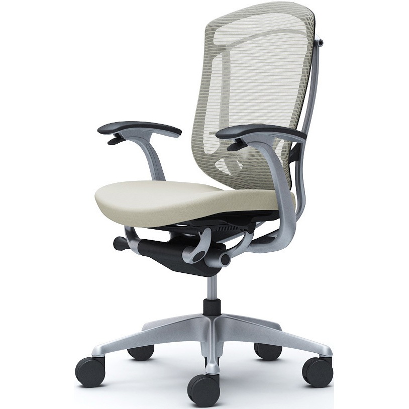 CC43YS FPC2 コンテッサセコンダ、固定肘、ハイバック、座クッション、ハンガー無、ランバー付、ブラックB、シルバー、脚シルバー、ウレタン 1脚 オカムラ(岡村製作所) 【通販モノタロウ】