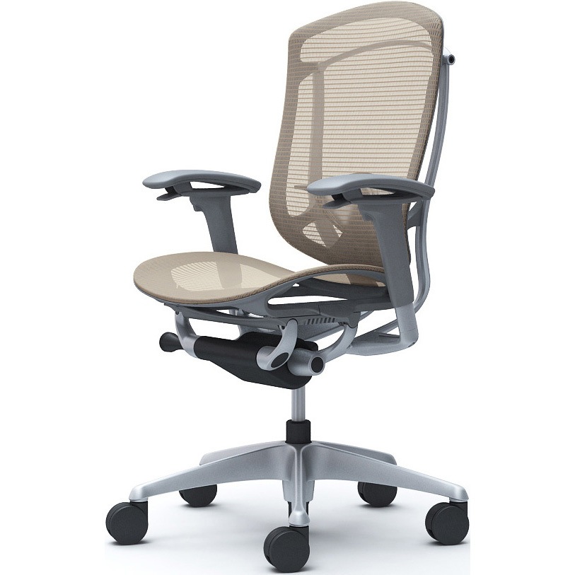 CC81YE FPG7 コンテッサセコンダ、可動肘、ハイバック、座メッシュ、ハンガー無、ランバー付、グレーB、シルバー、脚シルバー、ウレタン 1脚 オカムラ(岡村製作所) 【通販モノタロウ】