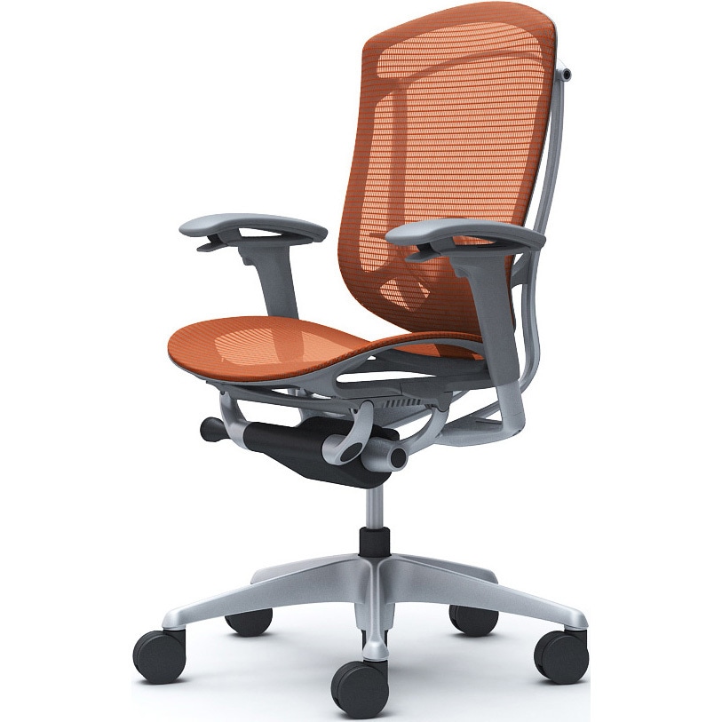 CC81YE FPH8 コンテッサセコンダ、可動肘、ハイバック、座メッシュ、ハンガー無、ランバー付、グレーB、シルバー、脚シルバー、ウレタン 1脚 オカムラ(岡村製作所) 【通販モノタロウ】