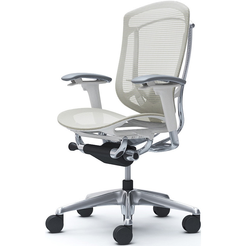 CC81XZ FPG2 コンテッサセコンダ、可動肘、ハイバック、座メッシュ、ハンガー無、ランバー付、ホワイトB、ポリッシュ、脚ポリッシュ、ウレタン 1脚 オカムラ(岡村製作所) 【通販モノタロウ】 109,890円