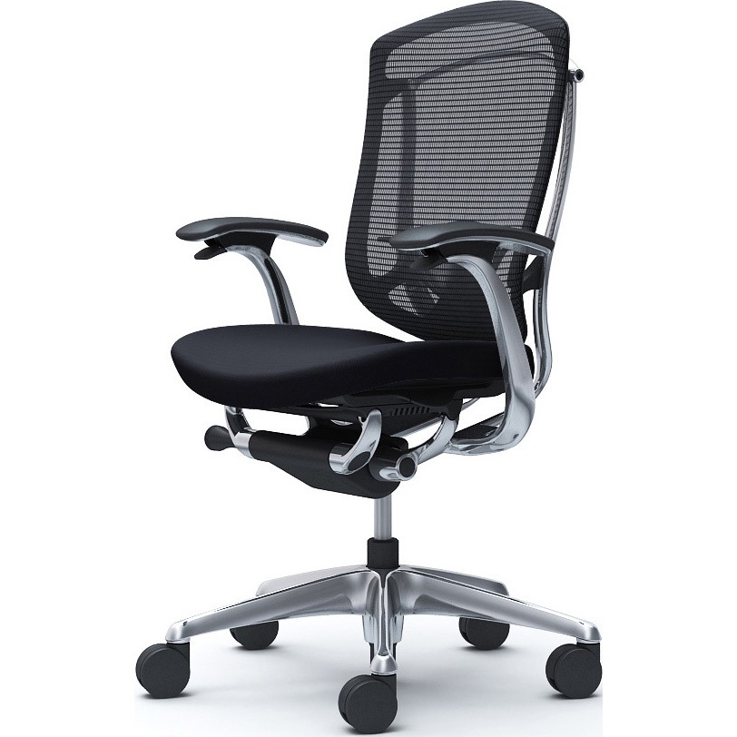 CC43BS FPC1 コンテッサセコンダ，固定肘，座クッション，ハイバック5本脚，ポリッシュ，ブラック，ランバー付ハンガー無 1脚 オカムラ(岡村製作所) 【通販モノタロウ】