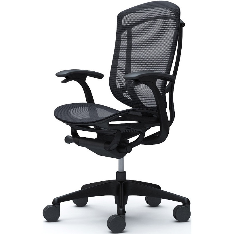 CC41ZR FPG1 コンテッサセコンダ、固定肘、ハイバック、座メッシュ、ハンガー無、ランバー無、ブラックB、ブラック、脚ブラック、ウレタン 1脚 オカムラ(岡村製作所) 【通販モノタロウ】