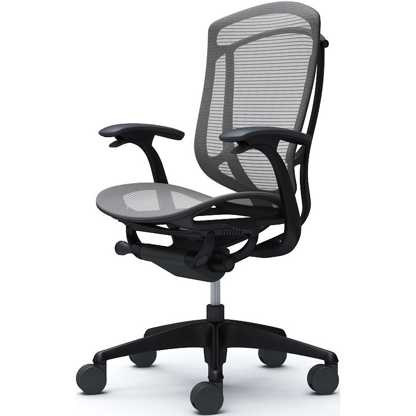 CC41ZR FPH2 コンテッサセコンダ、固定肘、ハイバック、座メッシュ、ハンガー無、ランバー無、ブラックB、ブラック、脚ブラック、ウレタン 1脚 オカムラ(岡村製作所) 【通販モノタロウ】