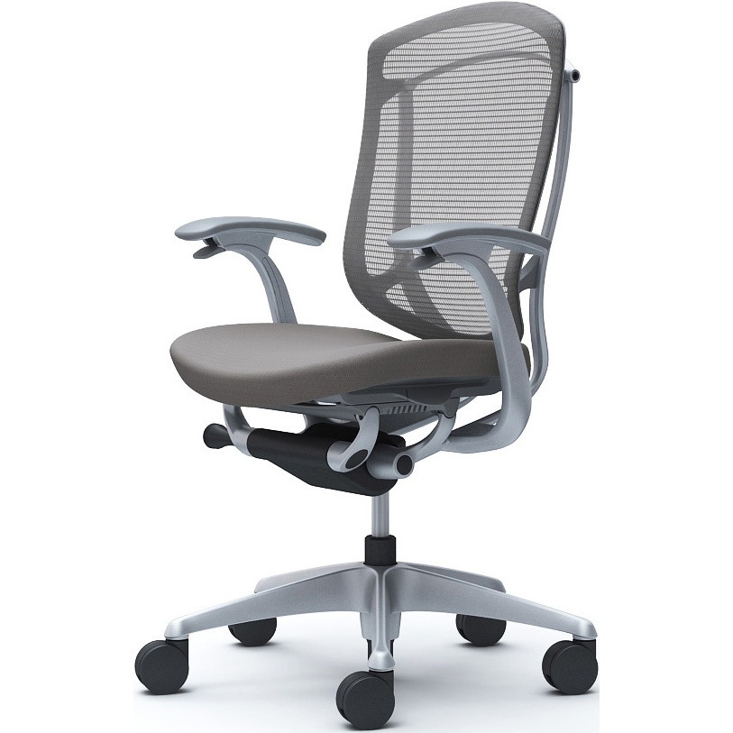 CC43YA FPD2 コンテッサセコンダ、固定肘、ハイバック、座クッション、ハンガー無、ランバー無、グレーB、シルバー、脚シルバー、ウレタン 1脚 オカムラ(岡村製作所) 【通販モノタロウ】 87,890円