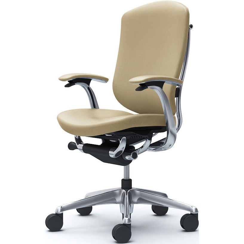 CC43BR PD35 コンテッサセコンダ，固定肘，背座革 ハイバック5本脚，ポリッシュ，ブラック，ランバー無ハンガー無 1脚 オカムラ(岡村製作所) 【通販モノタロウ】