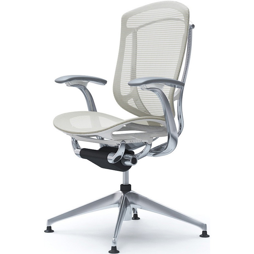 CC41FW FPG2 コンテッサセコンダ，固定肘，座メッシュ，ハイバック4本脚，ポリッシュ，ホワイト，ランバー無ハンガー無 1脚 オカムラ(岡村製作所) 【通販モノタロウ】