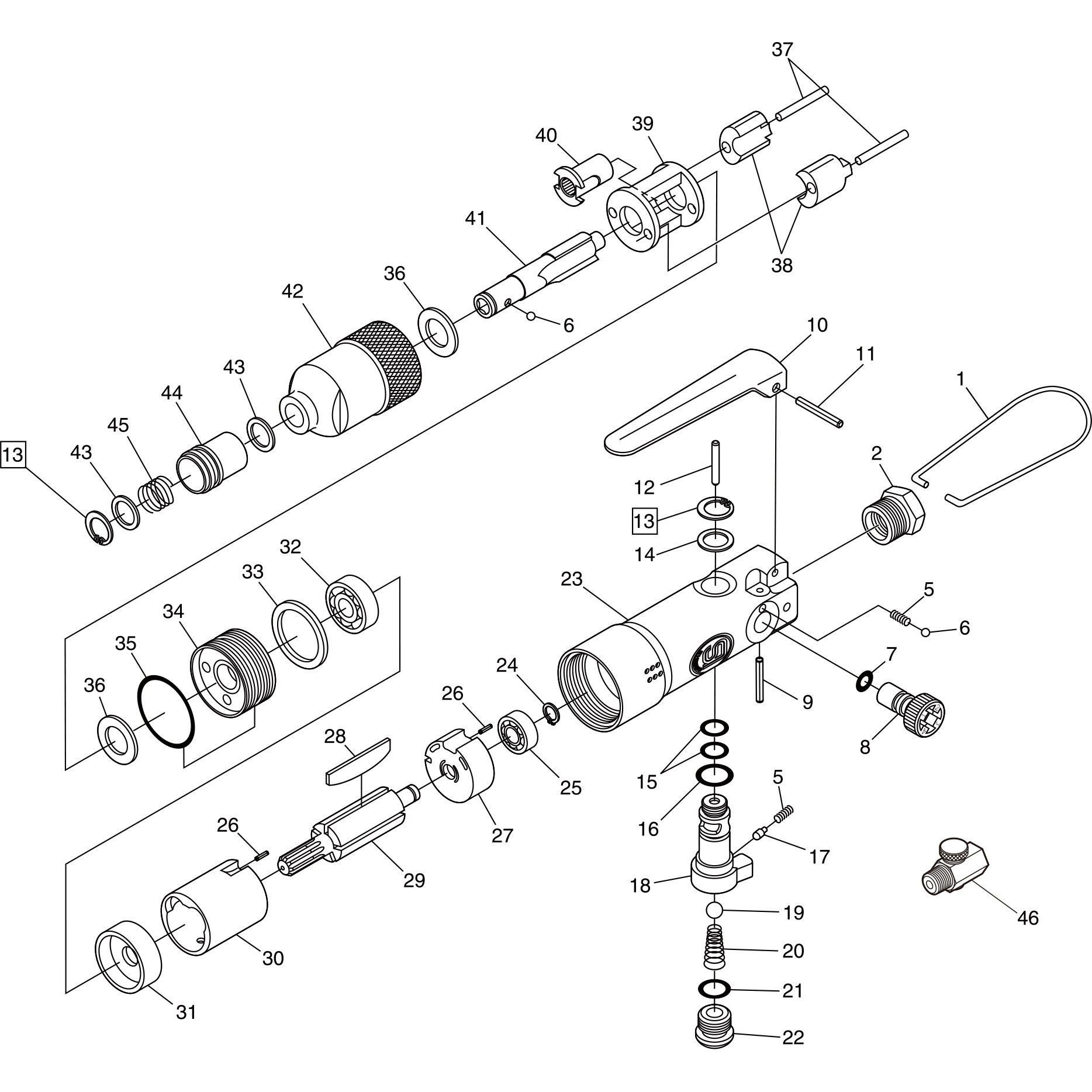 181-34 部品 エアインパクトドライバー SI-1052 SHINANO(信濃機販) ハンマーケージ