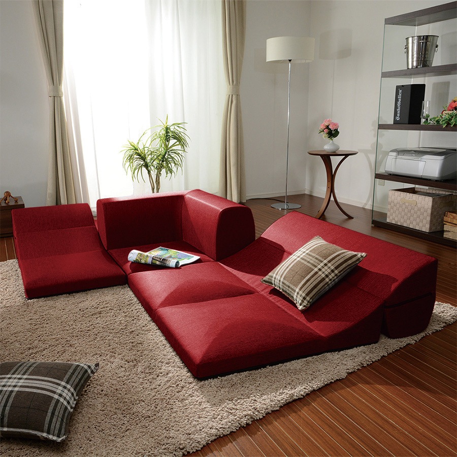 A573b-586RED カバーが洗えるフロアソファ3点セット IMONIA セルタン 