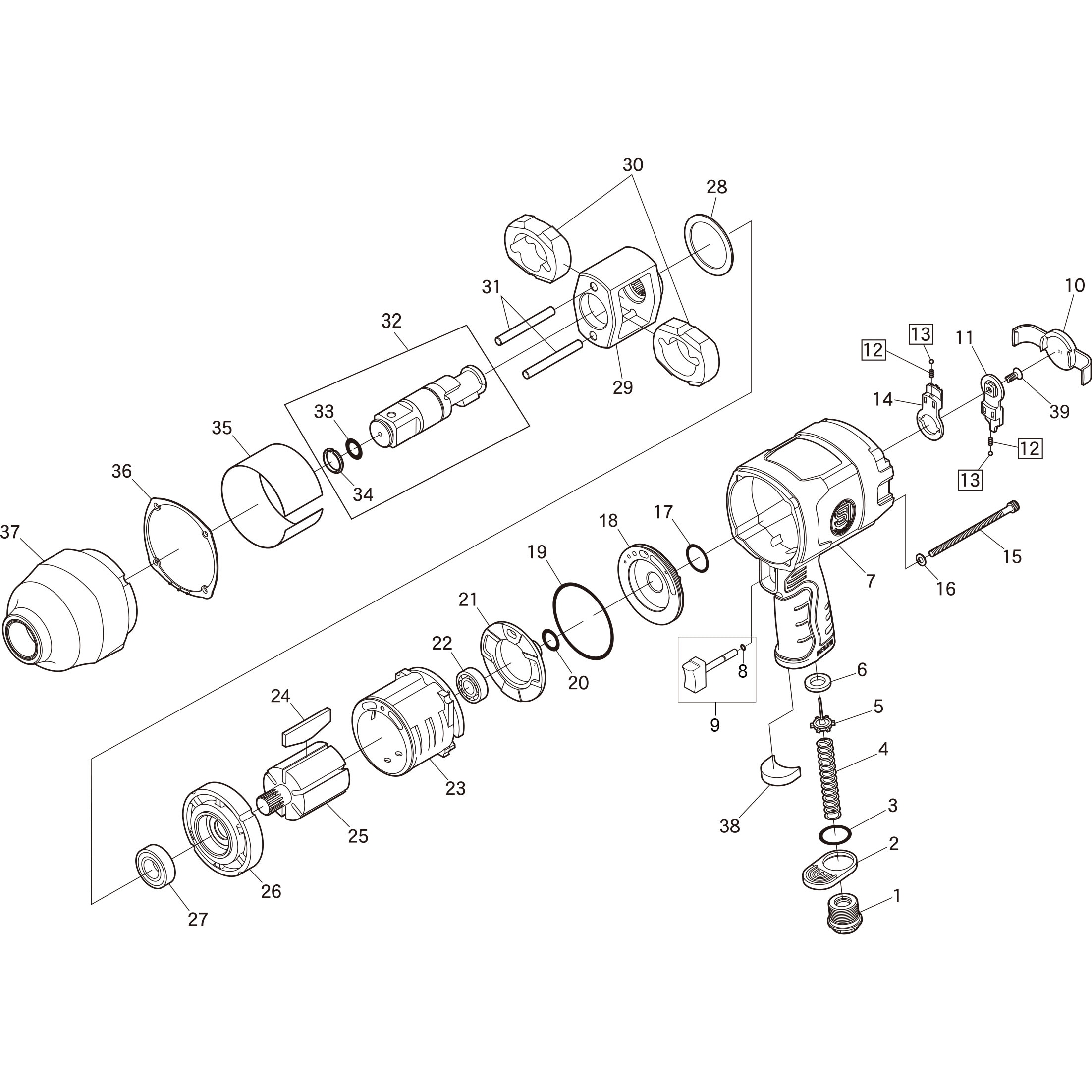 970-12 部品 エアインパクトレンチ SI-1555T ULTRA SHINANO(信濃機販