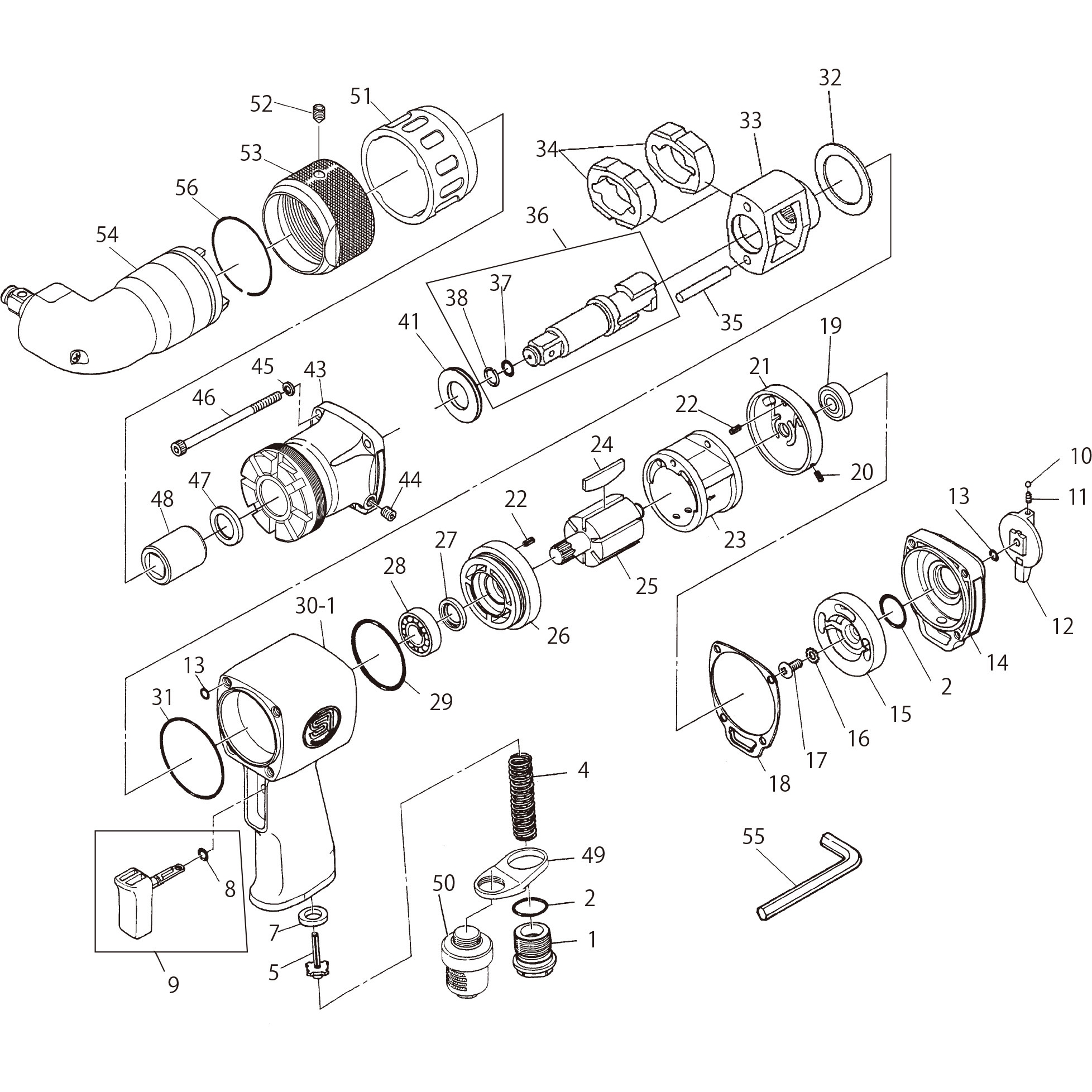 911PL-1DCP 部品 エアインパクトレンチ SI-1650AH SHINANO(信濃機販) アングルヘッドCP   911PL-1DCP