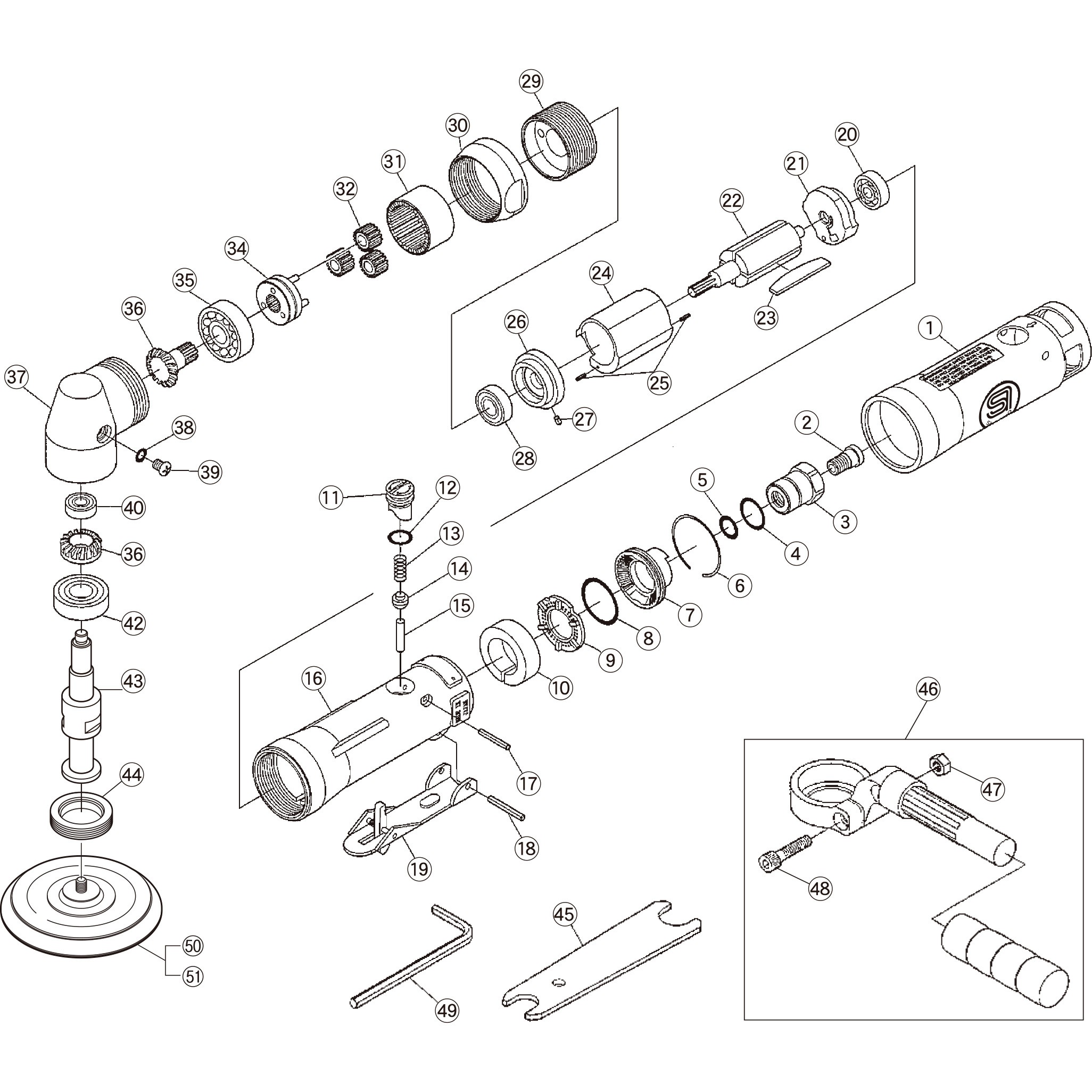 303-2R 部品 アングルサンダー SI-2024P SHINANO(信濃機販) ボデー