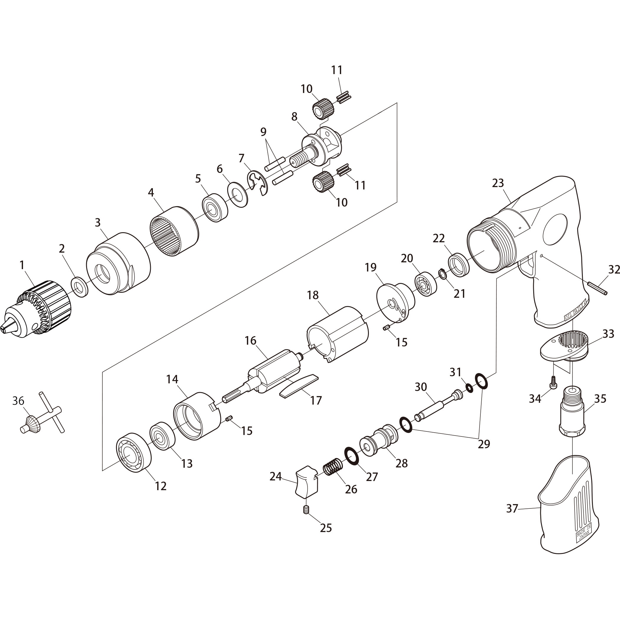 120-10ASICP 部品 エアードリル SI-5300A SHINANO(信濃機販) モーターハウジングCP 1台使用個数1