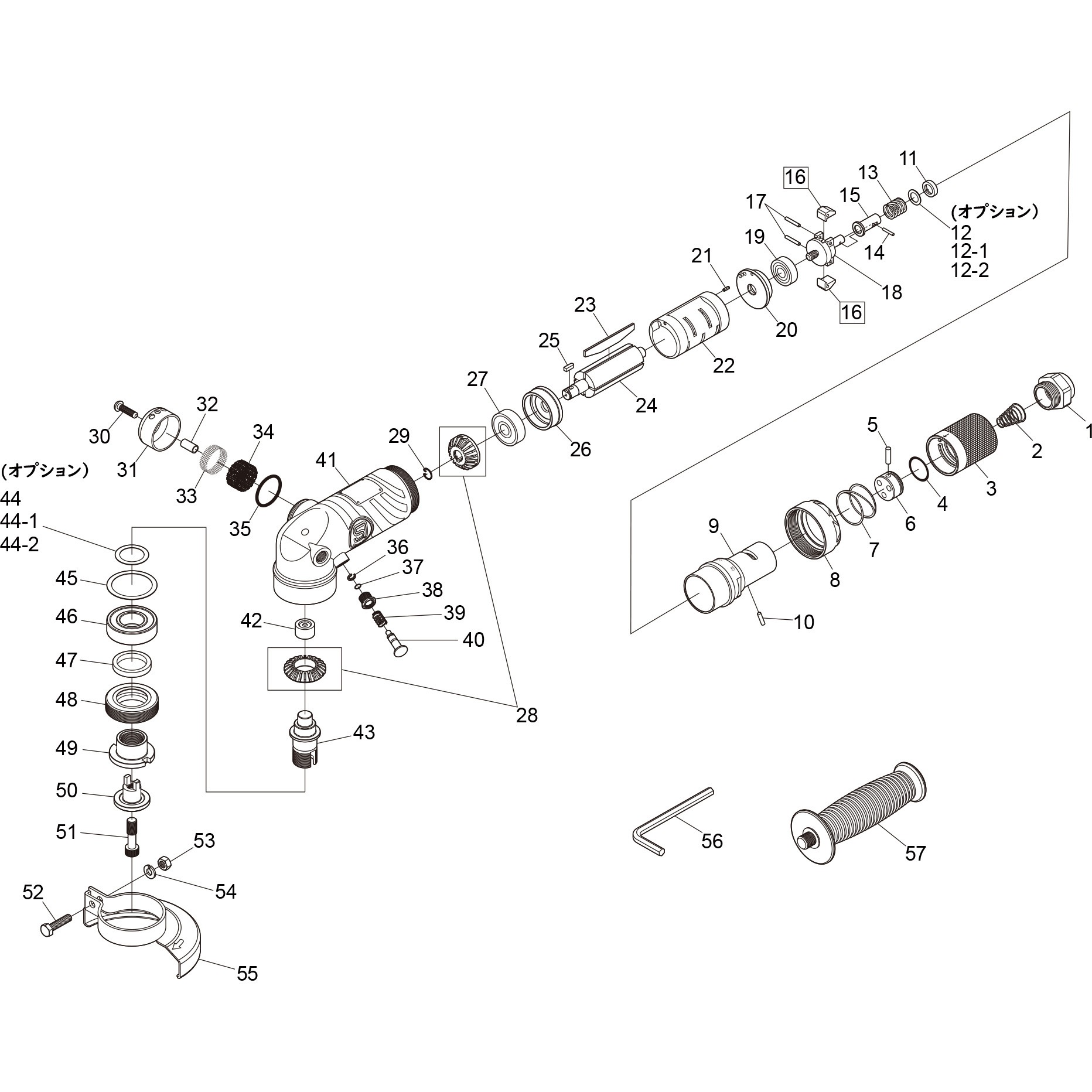 244-9CP 部品 エアアングルグラインダー SI-AG4H-A2RJ SHINANO(信濃機販) 1台使用個数1 ピニオンベベルギアセット   244-9CP