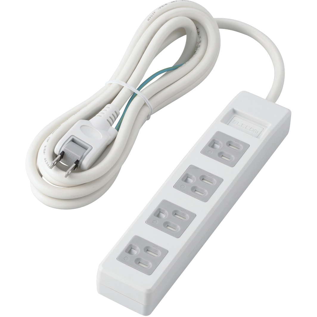 T-T1C-3425WH 電源タップ 延長コード 4個口 2.5m 3P ほこり防止