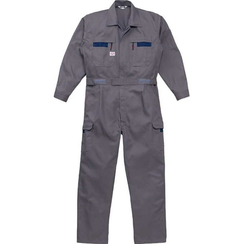 8700-G2-LL ストライプつなぎ服1-8700 AUTO-BI(山田辰) チャコールグレー色 袖丈60cm