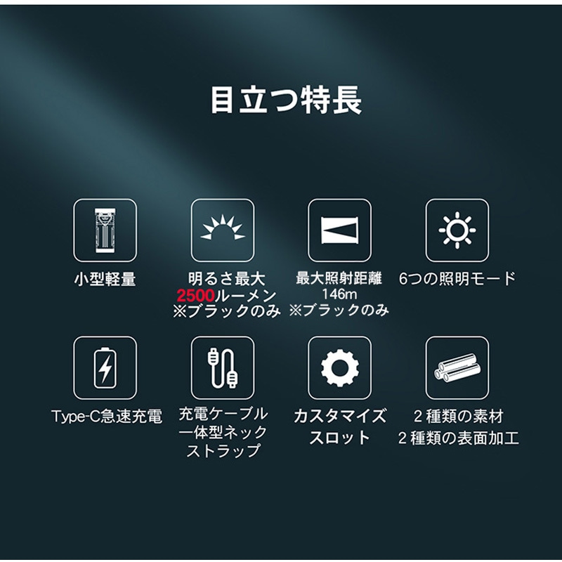 X2-LGY 【X2-LGY】アルミキャスト製高輝度ポケットライト WUBEN(ウーベン) 保護等級IP68 明るさ最大1800Lm 落下耐久1m