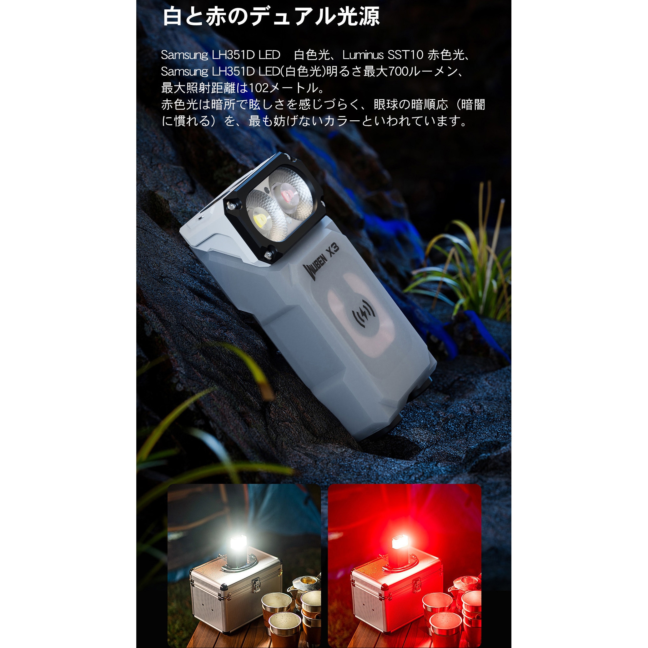 X3-GR 【X3】小型高輝度LEDスポットライト 1個 WUBEN(ウーベン