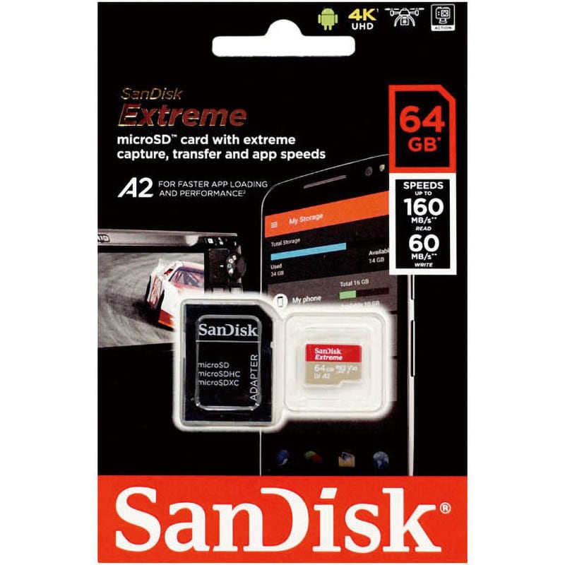 SDSQXA2-064G-GN6MA microSDXCカード UEXTREME A2対応 1枚 SanDisk(サンディスク) 【通販モノタロウ】