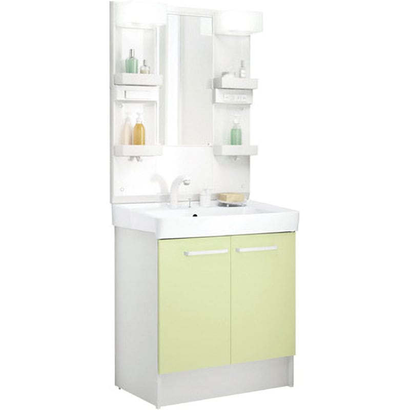 D7N5-755SY-W/HF2W+MD7X3-751YFJU 洗面化粧台 D7シリーズ 扉タイプ + 1面鏡 LED照明(一般地向け) INAX(LIXIL) 2枚扉タイプ 照明LED電球 40W形×2灯(8.4W) ボウル容量15L 間口750mm