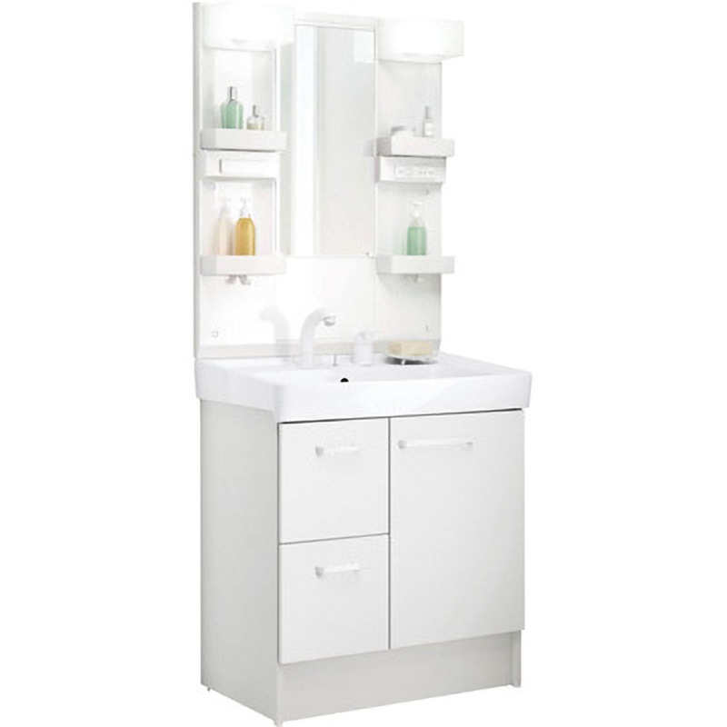 D7H5-755SYN-W/VP1W+MD7X3-751YFJU 洗面化粧台 D7シリーズ 片引出タイプ + 1面鏡 LED照明(寒冷地向け) INAX(LIXIL) ボウル容量15L 間口750mm