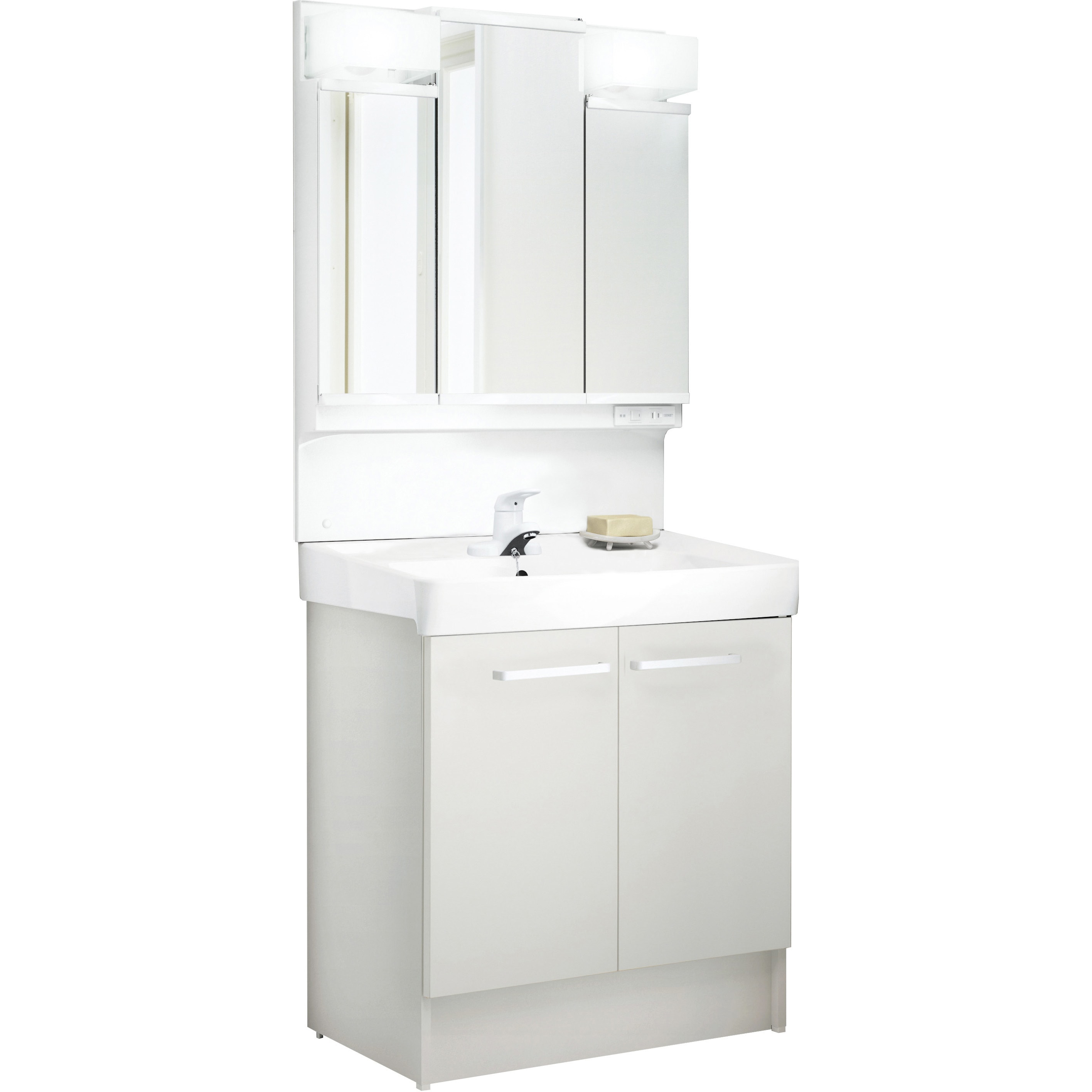 洗面化粧台 D7シリーズ 扉タイプ + 3面鏡全収納 LED照明(寒冷地向け