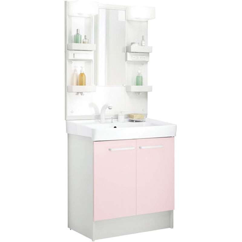 D7N5-755SYN-W/HP2W+MD7X3-751YFJU 洗面化粧台 D7シリーズ 扉タイプ + 1面鏡 LED照明(寒冷地向け) INAX(LIXIL) 2枚扉タイプ 照明LED電球 40W形×2灯(8.4W) ボウル容量15L 間口750mm