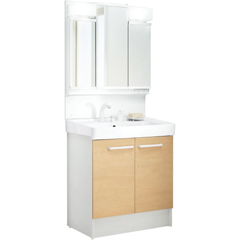 D7N5-755SYN-W/LP2W+MD7X3-753TYJU 洗面化粧台 D7シリーズ 扉タイプ + 3面鏡全収納 LED照明(寒冷地向け) INAX(LIXIL) ボウル容量15L 間口750mm