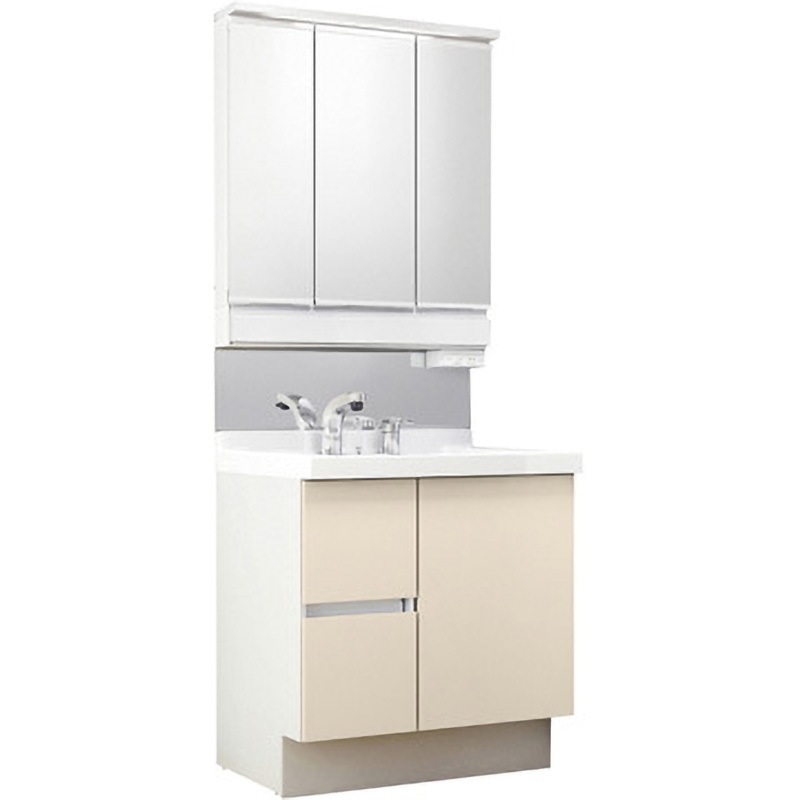 J1HT1-755S(8)YN/HV2H+MJ1X2-753KXJU 洗面化粧台 J1シリーズ 片引出タイプ + 3面鏡全収納 スマートLED照明(寒冷地向け) INAX(LIXIL) ボウル容量11L 間口750mm