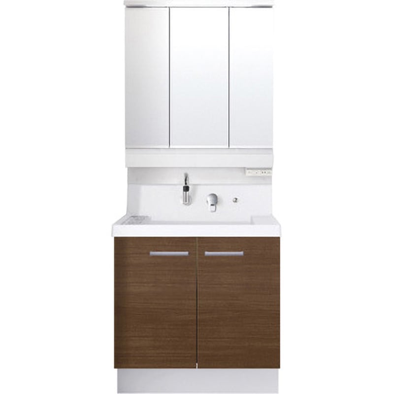 K1N5-755SY/LM2H+MK1X4-753KXJU 洗面化粧台 K1シリーズ 扉タイプ + 3面鏡全収納 スリムLED照明(一般地向け) INAX(LIXIL) ボウル容量20L 間口750mm